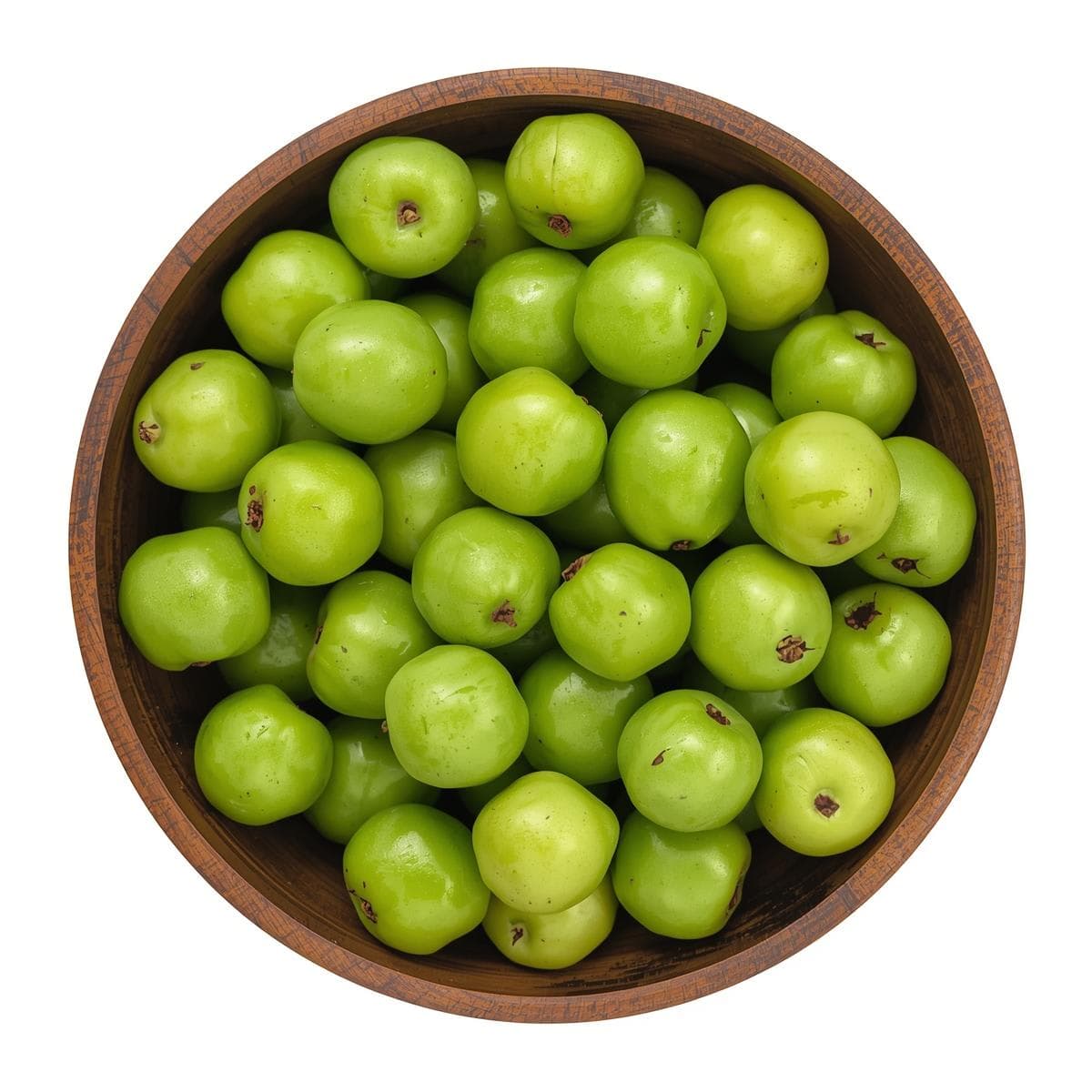 Fresh Whole Indian Gooseberry Amla Fruits Green Glossy Texture High Vitamin C
